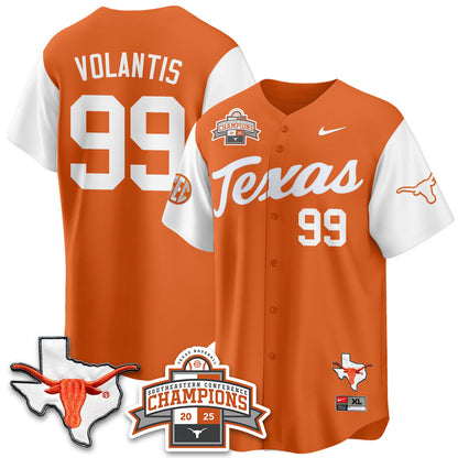 Men's Texas Baseball 2025 Southeastern Conference Champions Jersey - All Stitched