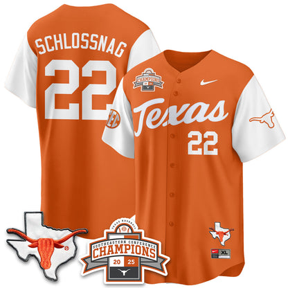 Men's Texas Baseball 2025 Southeastern Conference Champions Jersey - All Stitched