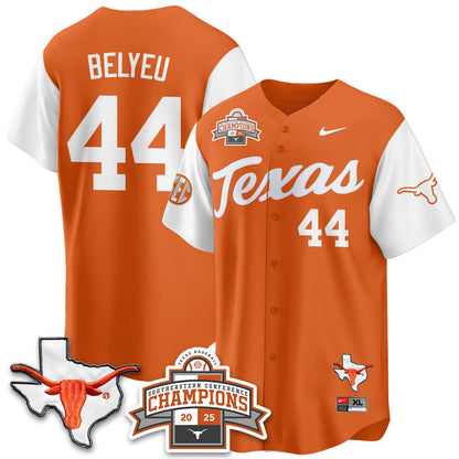 Men's Texas Baseball 2025 Southeastern Conference Champions Jersey - All Stitched