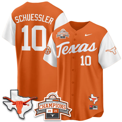 Men's Texas Baseball 2025 Southeastern Conference Champions Jersey - All Stitched