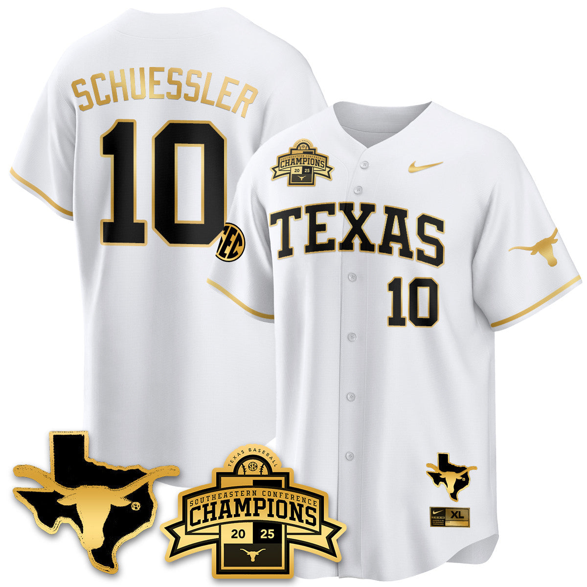Men's Texas Baseball 2025 Southeastern Conference Champions Jersey - All Stitched