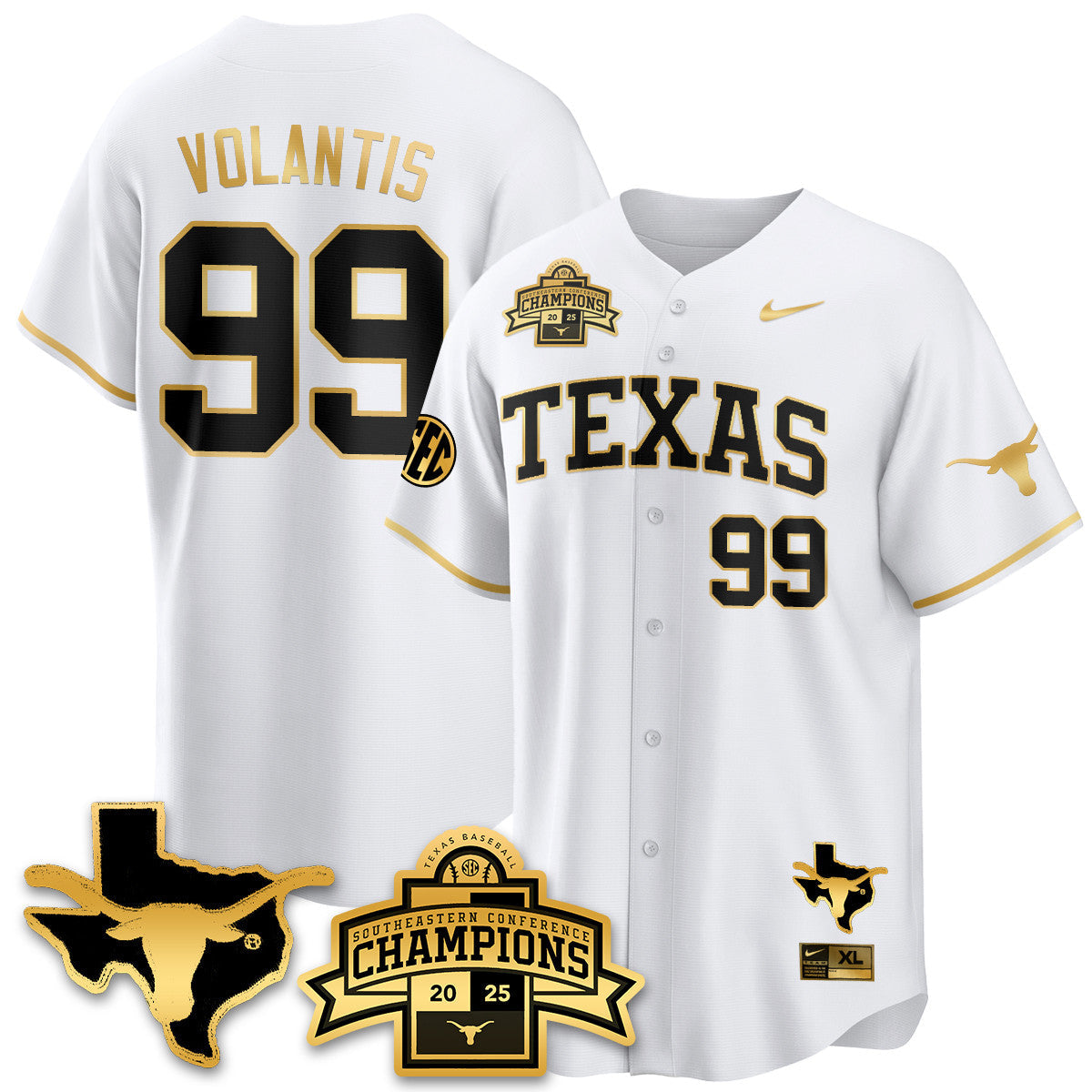 Men's Texas Baseball 2025 Southeastern Conference Champions Jersey - All Stitched
