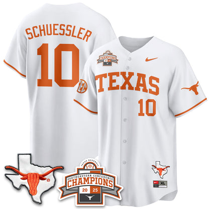 Men's Texas Baseball 2025 Southeastern Conference Champions Jersey - All Stitched