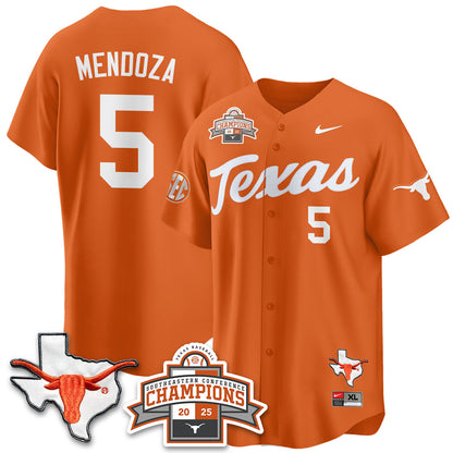 Men's Texas Baseball 2025 Southeastern Conference Champions Jersey - All Stitched