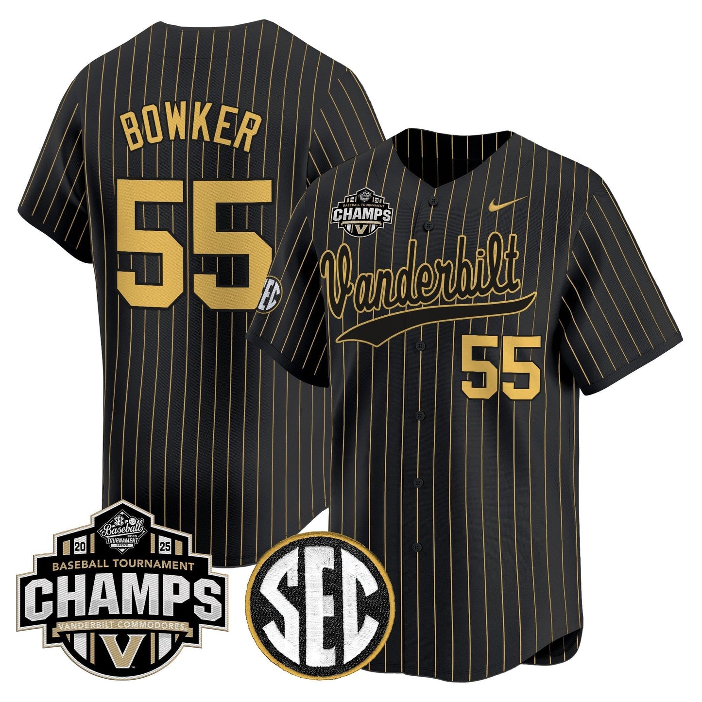 Men's Vanderbilt Commodores 2025 SEC Conference Tournament Champions Vapor Premier Limited Jersey - All Stitched