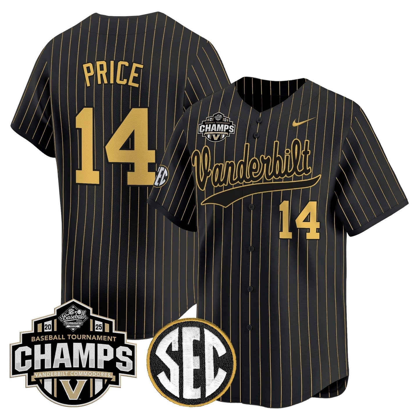 Men's Vanderbilt Commodores 2025 SEC Conference Tournament Champions Vapor Premier Limited Jersey - All Stitched