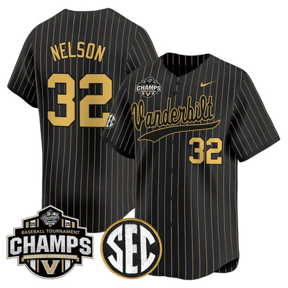 Men's Vanderbilt Commodores 2025 SEC Conference Tournament Champions Vapor Premier Limited Jersey - All Stitched