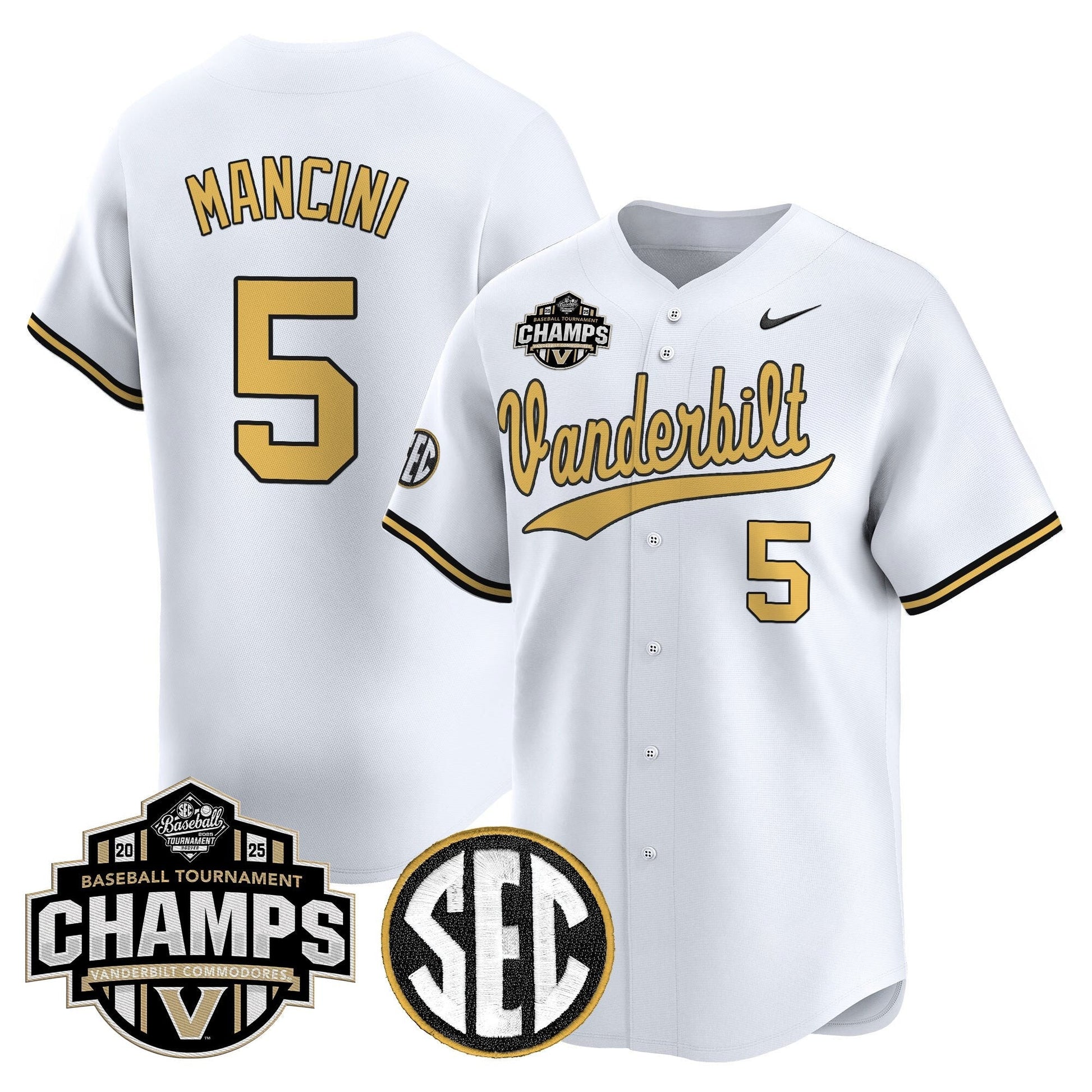 Men's Vanderbilt Commodores 2025 SEC Conference Tournament Champions Vapor Premier Limited Jersey - All Stitched