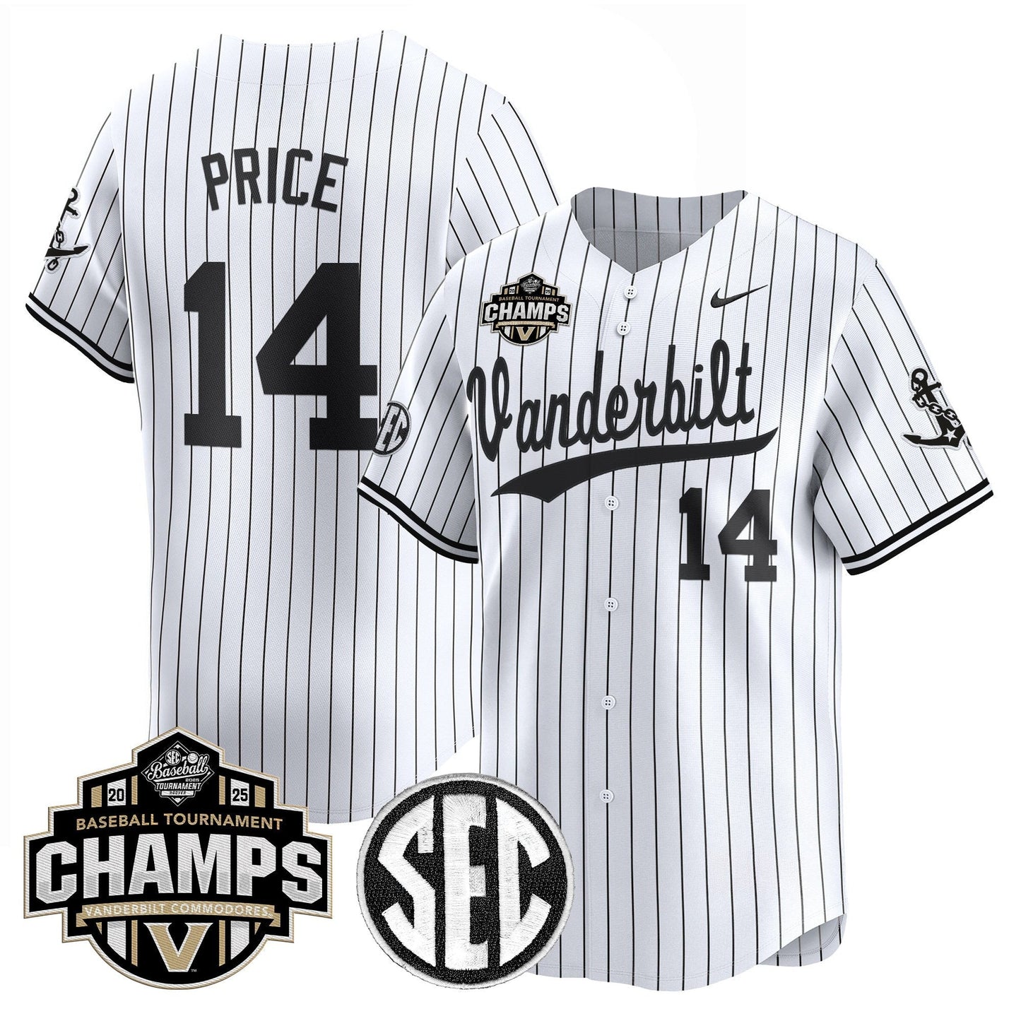 Men's Vanderbilt Commodores 2025 SEC Conference Tournament Champions Vapor Premier Limited Jersey - All Stitched