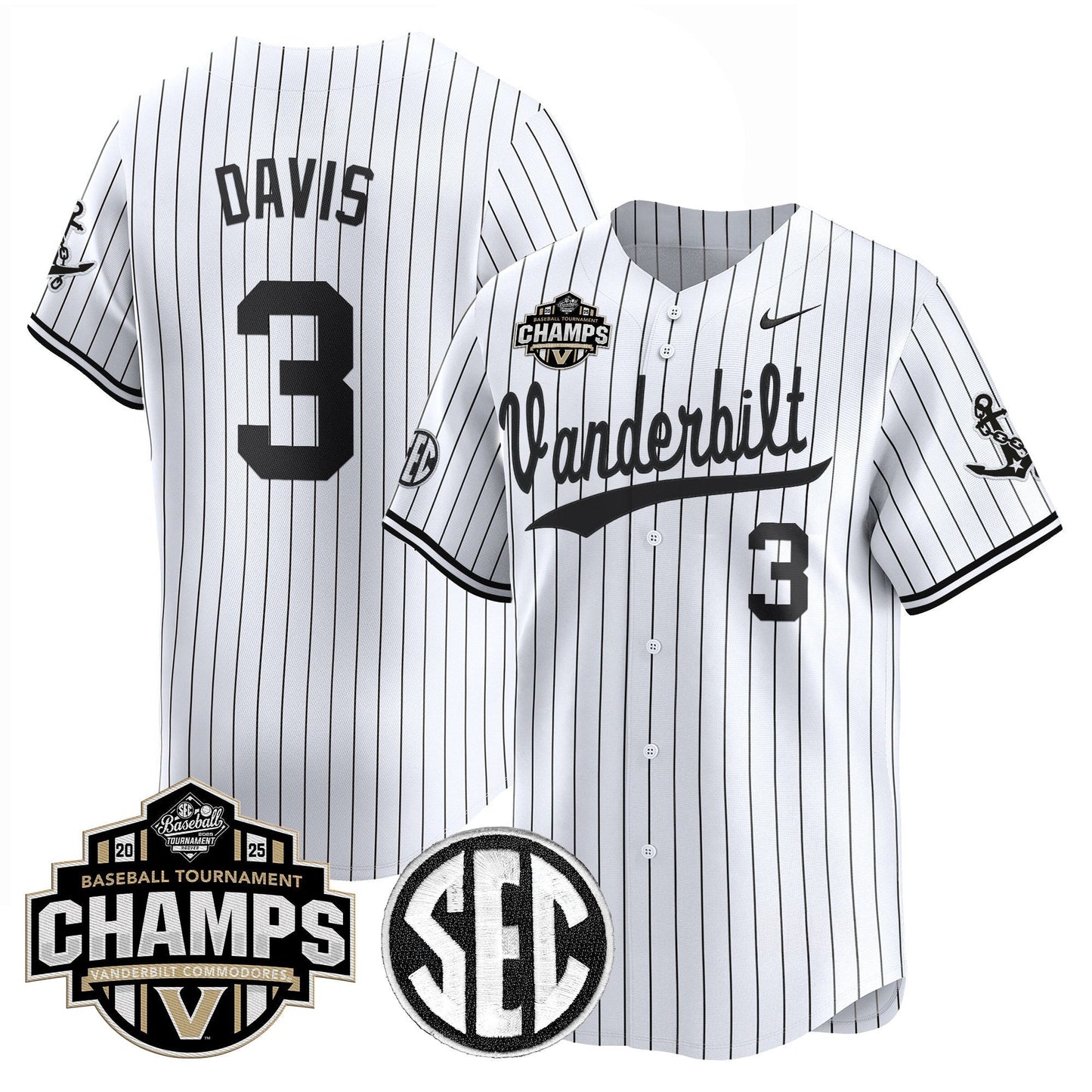 Men's Vanderbilt Commodores 2025 SEC Conference Tournament Champions Vapor Premier Limited Jersey - All Stitched