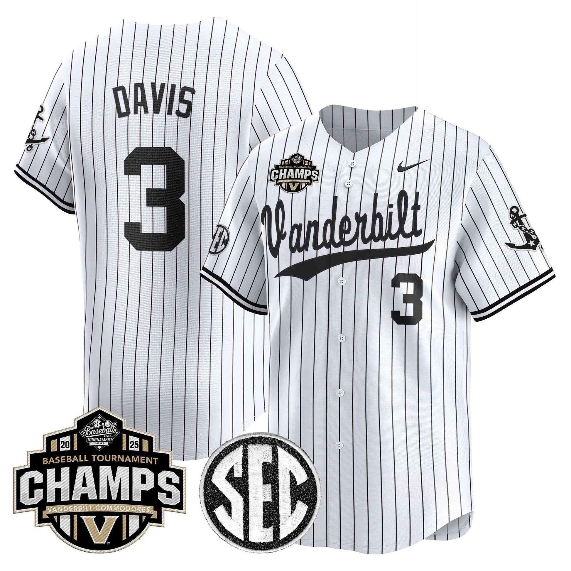 Men's Vanderbilt Commodores 2025 SEC Conference Tournament Champions Vapor Premier Limited Jersey - All Stitched