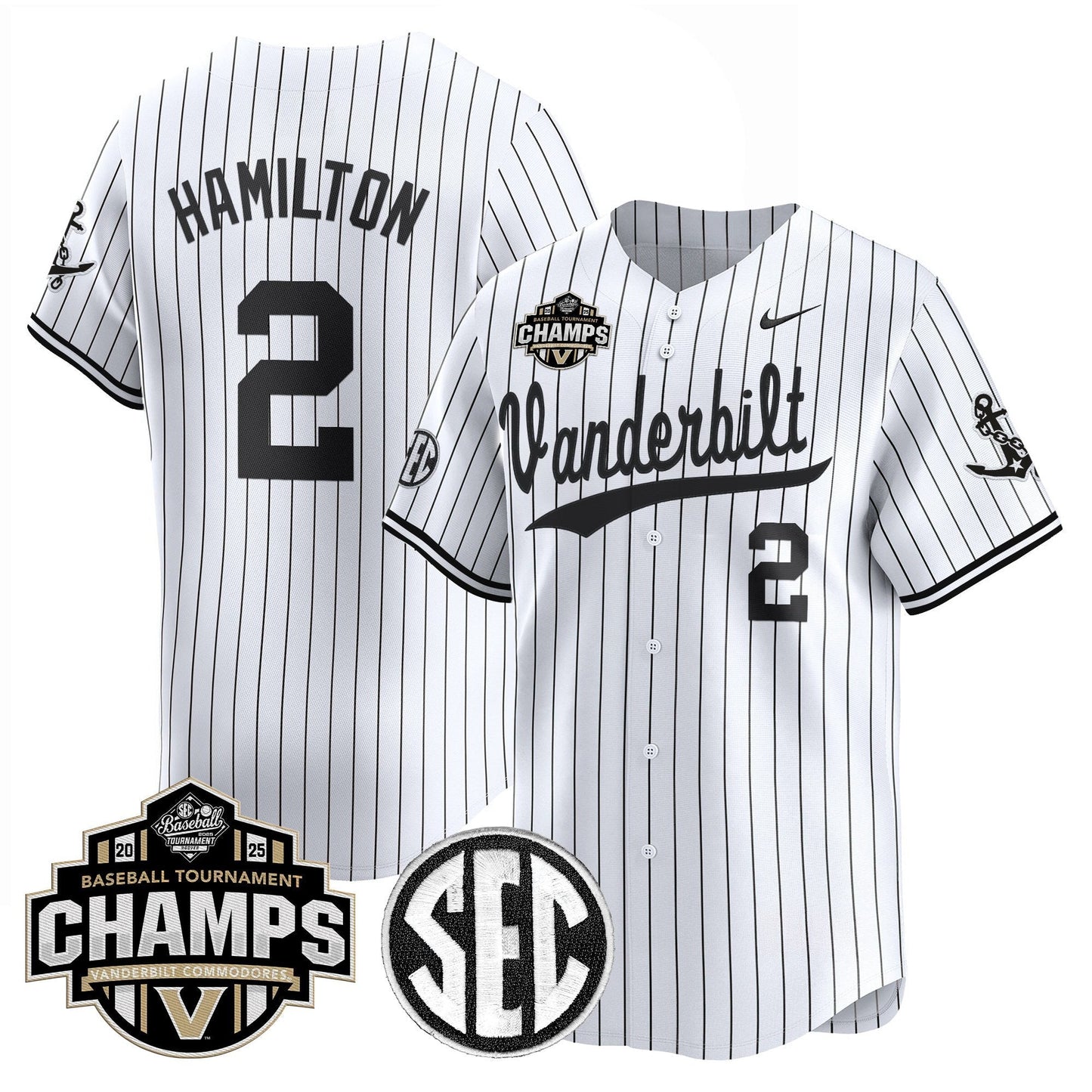 Men's Vanderbilt Commodores 2025 SEC Conference Tournament Champions Vapor Premier Limited Jersey - All Stitched