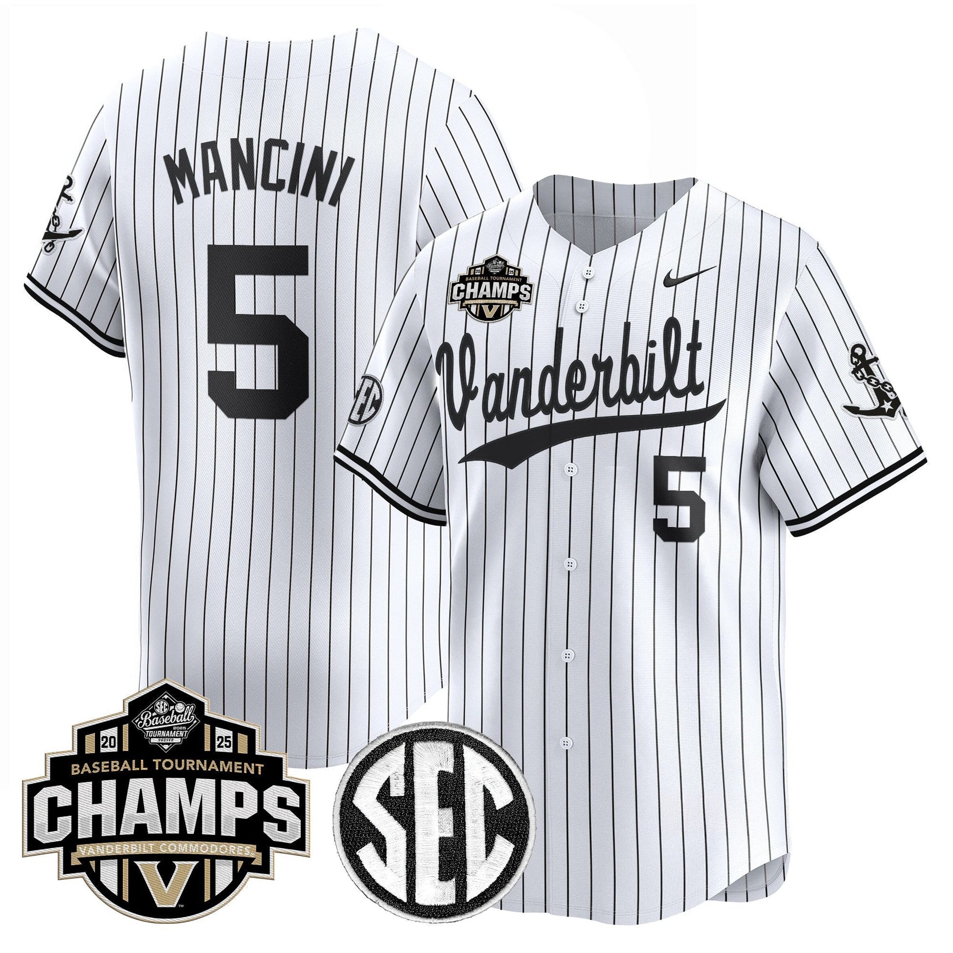 Men's Vanderbilt Commodores 2025 SEC Conference Tournament Champions Vapor Premier Limited Jersey - All Stitched