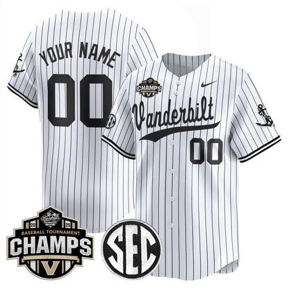 Vanderbilt Commodores 2025 SEC Conference Tournament Champions Vapor Premier Limited Custom Jersey - All Stitched