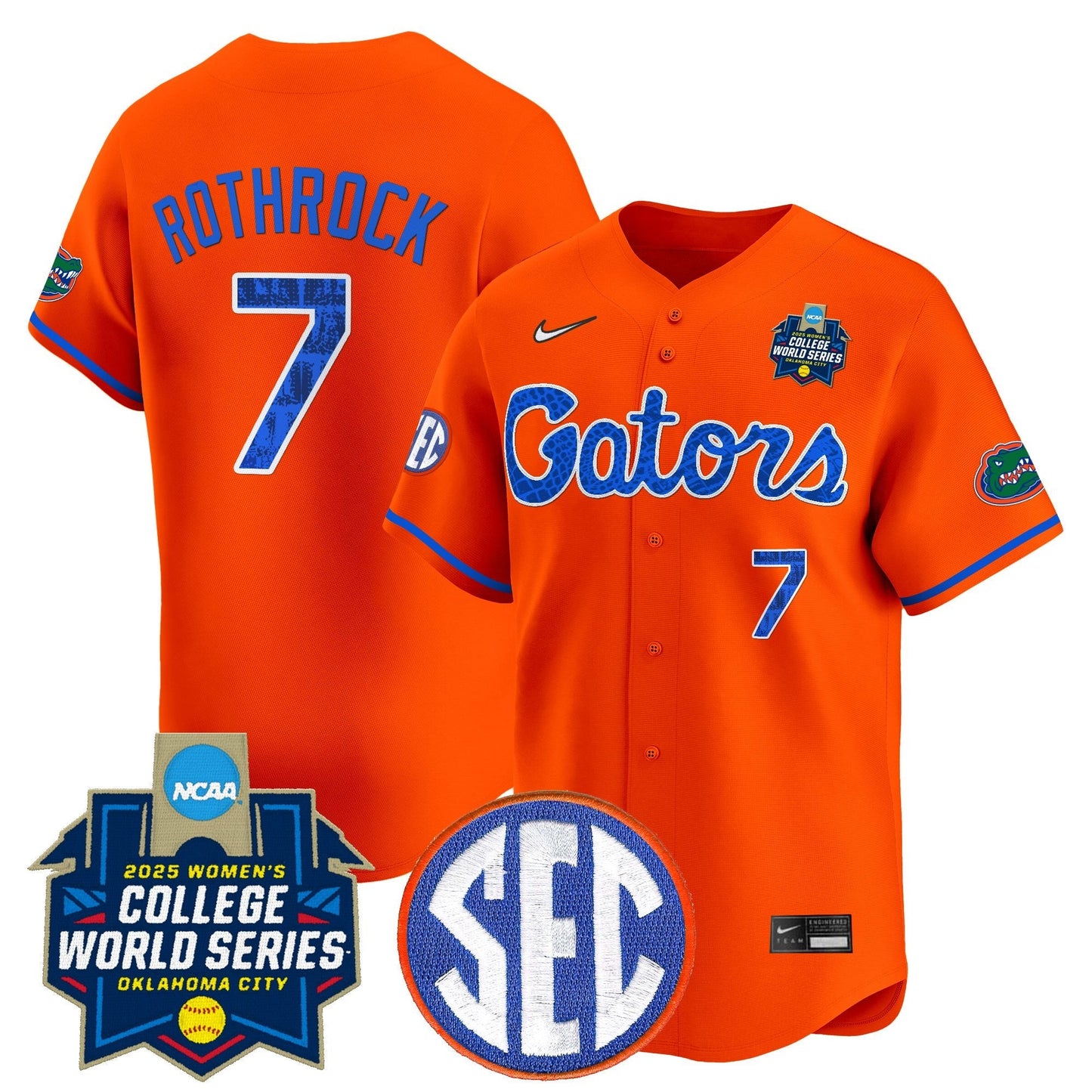 Men's Size - Florida Gators Softball 2025 World Series (WCWS) Vapor Premier Limited Jersey - All Stitched
