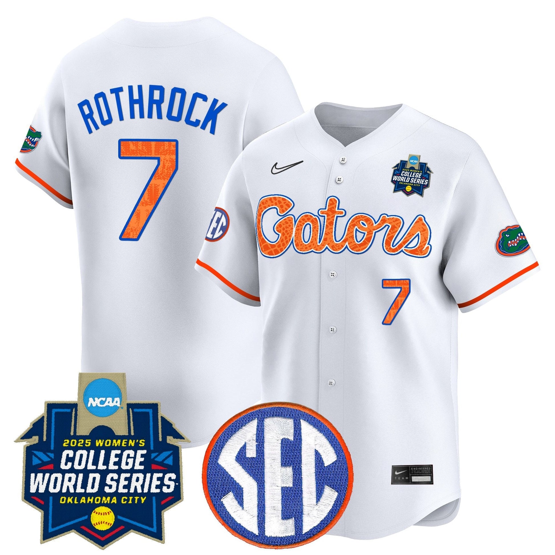 Men's Size - Florida Gators Softball 2025 World Series (WCWS) Vapor Premier Limited Jersey - All Stitched