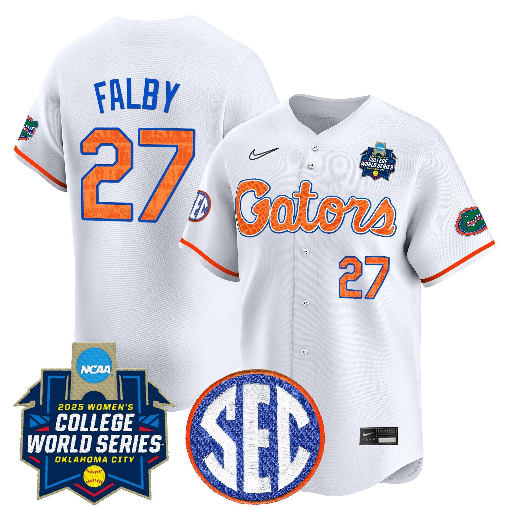 Men's Size - Florida Gators Softball 2025 World Series (WCWS) Vapor Premier Limited Jersey - All Stitched