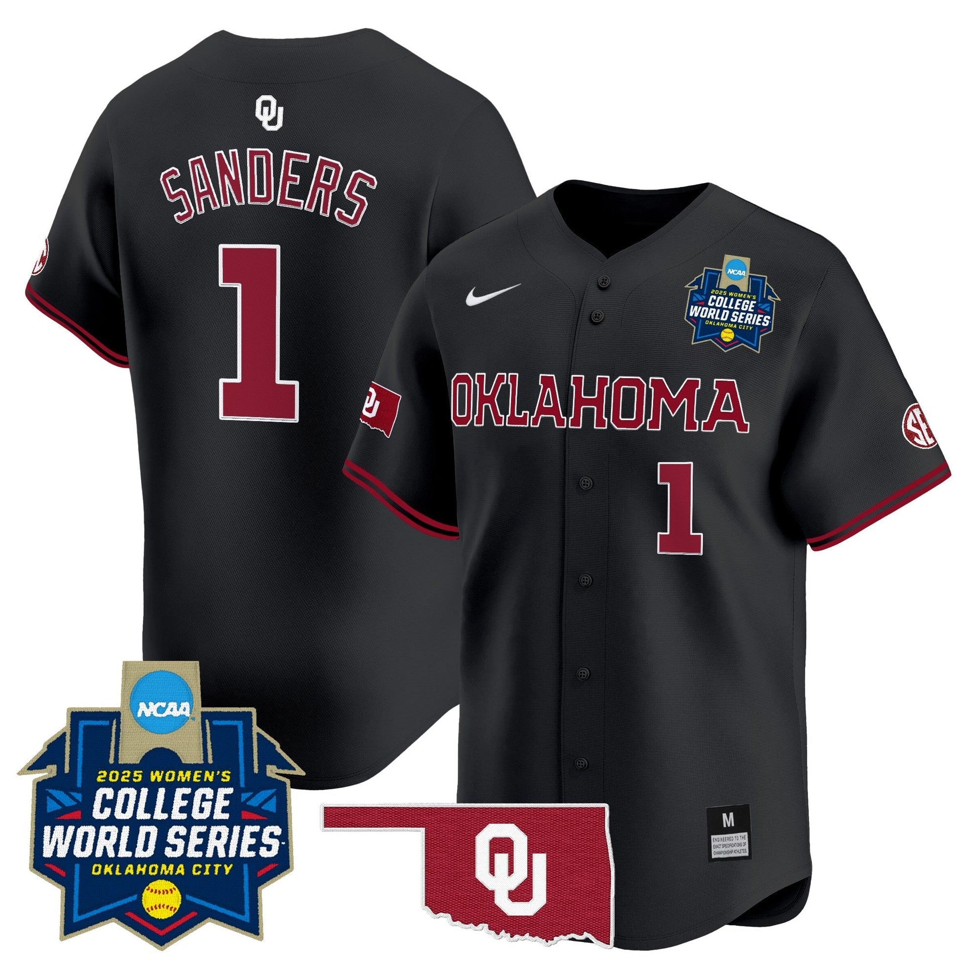 Men's size - Oklahoma Sooners Softball 2025 World Series (WCWS) Vapor Premier Limited Jersey - All Stitched