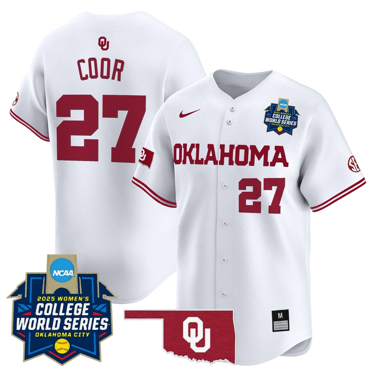 Men's size - Oklahoma Sooners Softball 2025 World Series (WCWS) Vapor Premier Limited Jersey - All Stitched