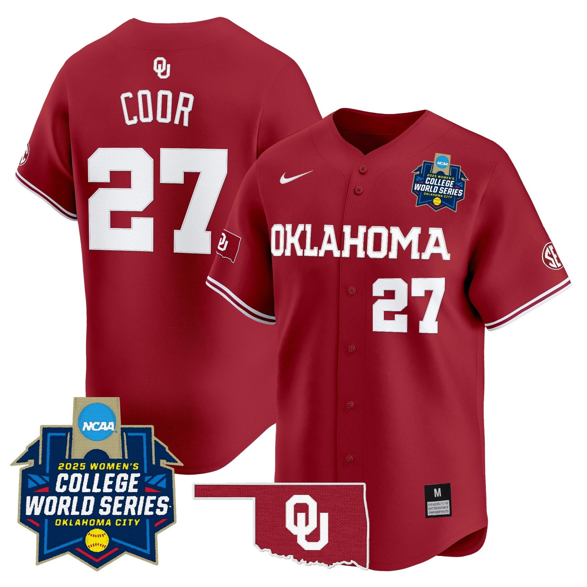 Men's size - Oklahoma Sooners Softball 2025 World Series (WCWS) Vapor Premier Limited Jersey - All Stitched