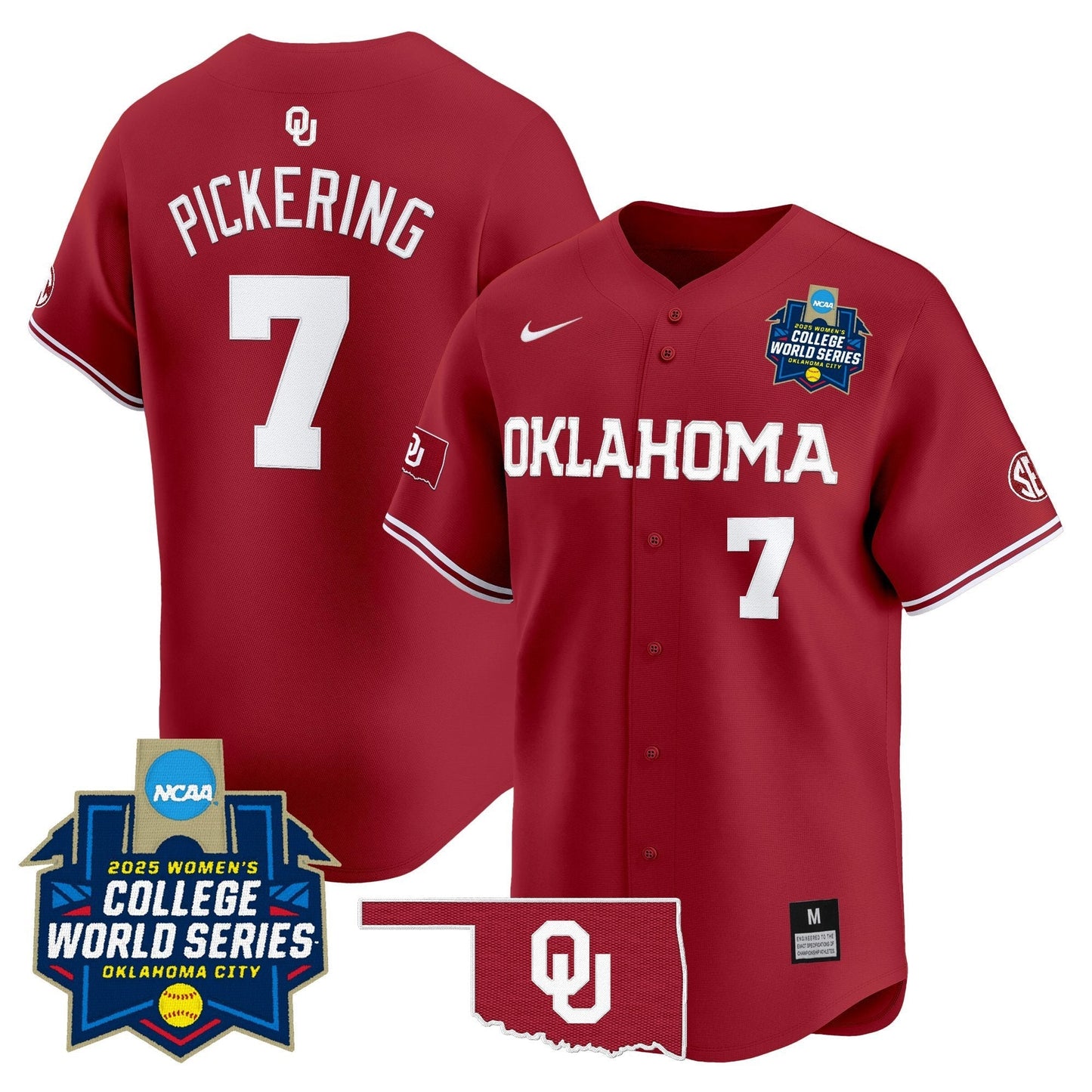 Men's size - Oklahoma Sooners Softball 2025 World Series (WCWS) Vapor Premier Limited Jersey - All Stitched