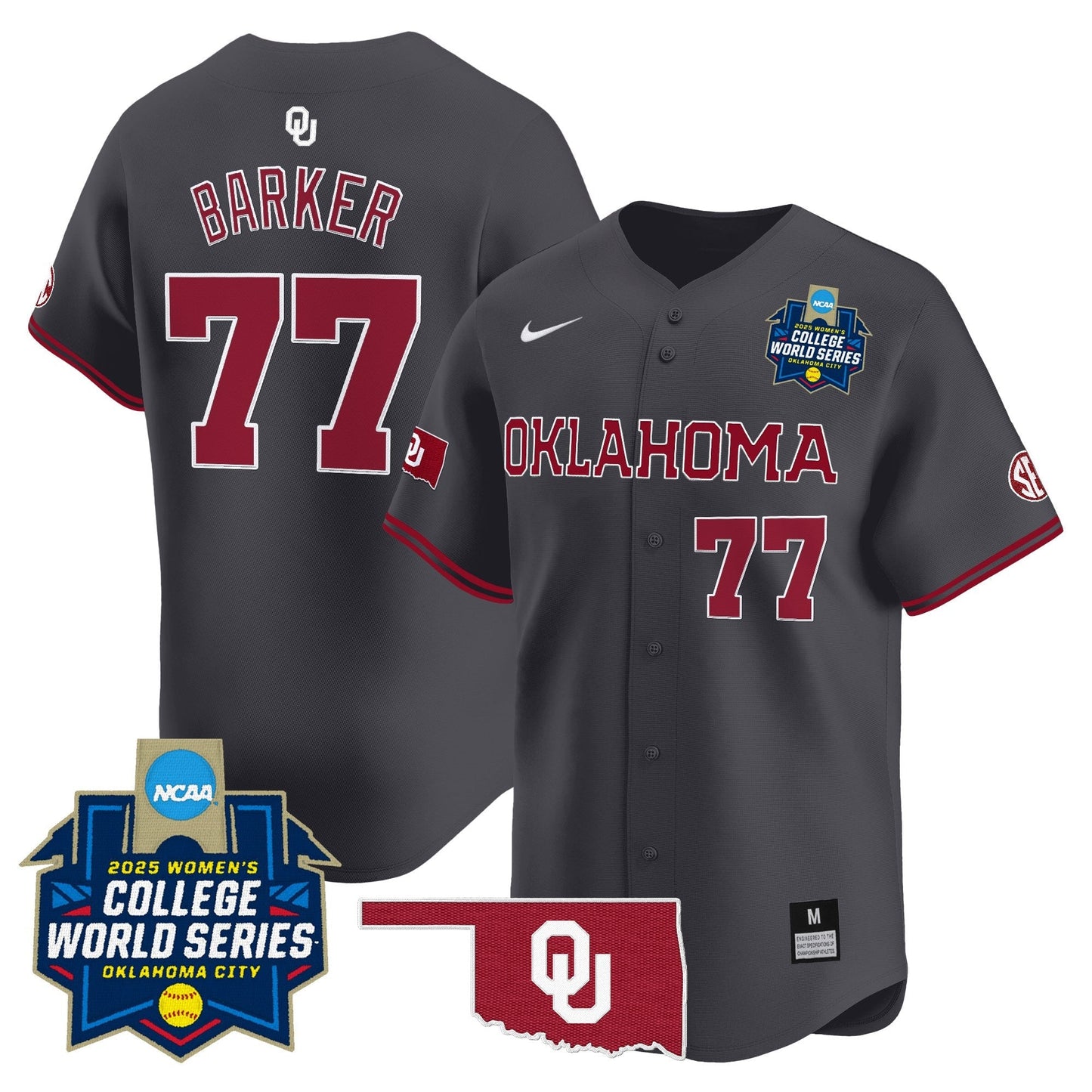 Men's size - Oklahoma Sooners Softball 2025 World Series (WCWS) Vapor Premier Limited Jersey - All Stitched