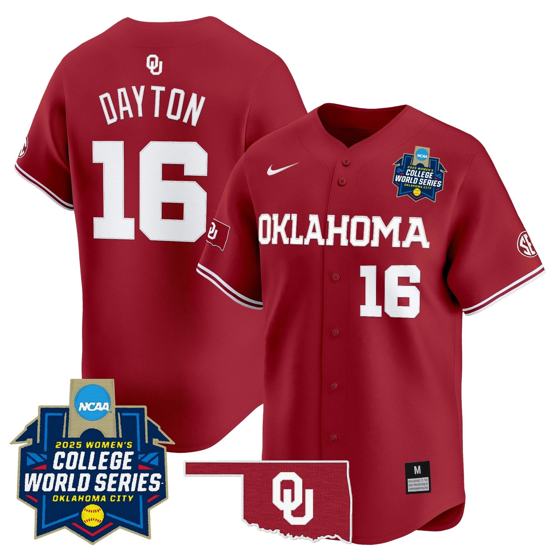 Men's size - Oklahoma Sooners Softball 2025 World Series (WCWS) Vapor Premier Limited Jersey - All Stitched