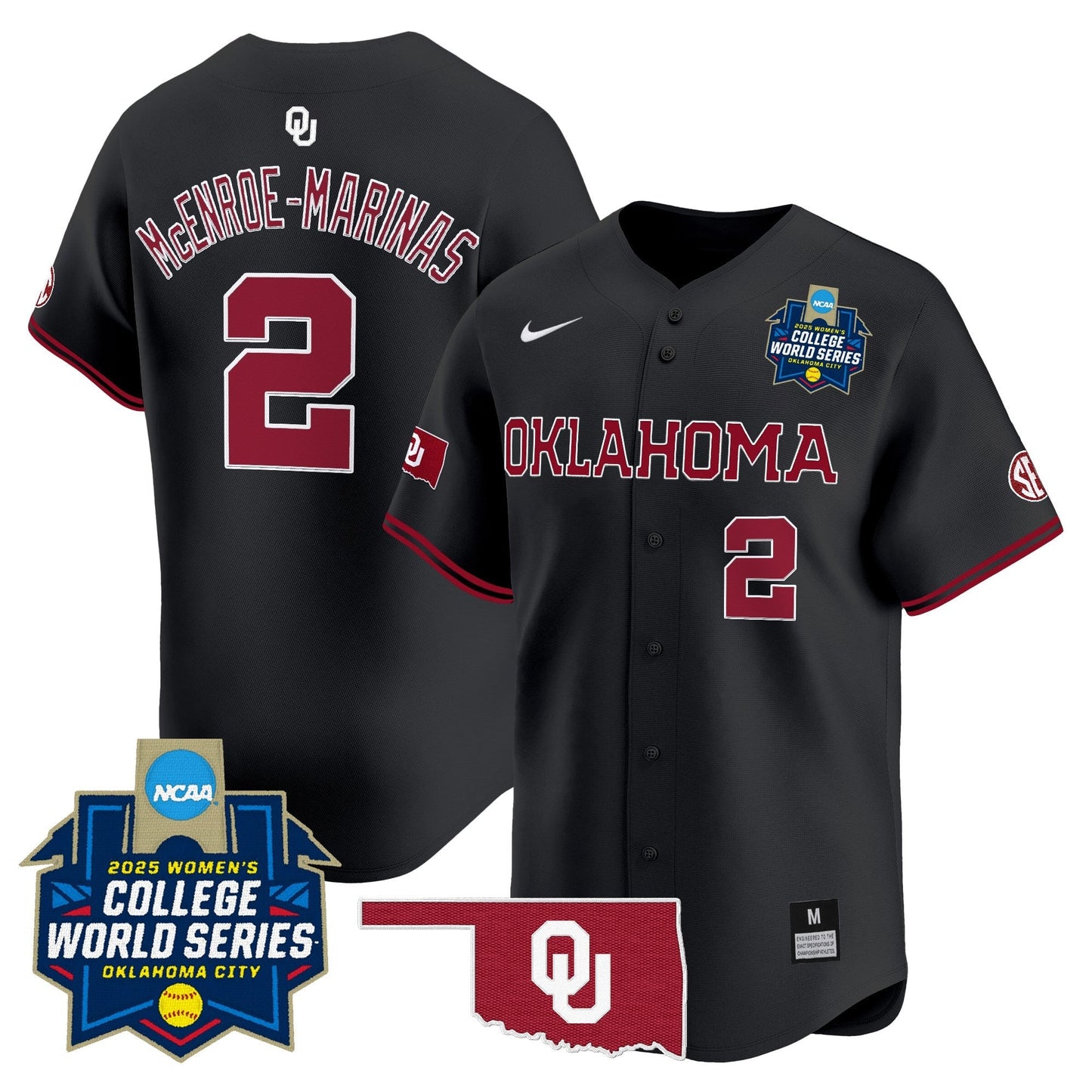Men's size - Oklahoma Sooners Softball 2025 World Series (WCWS) Vapor Premier Limited Jersey - All Stitched