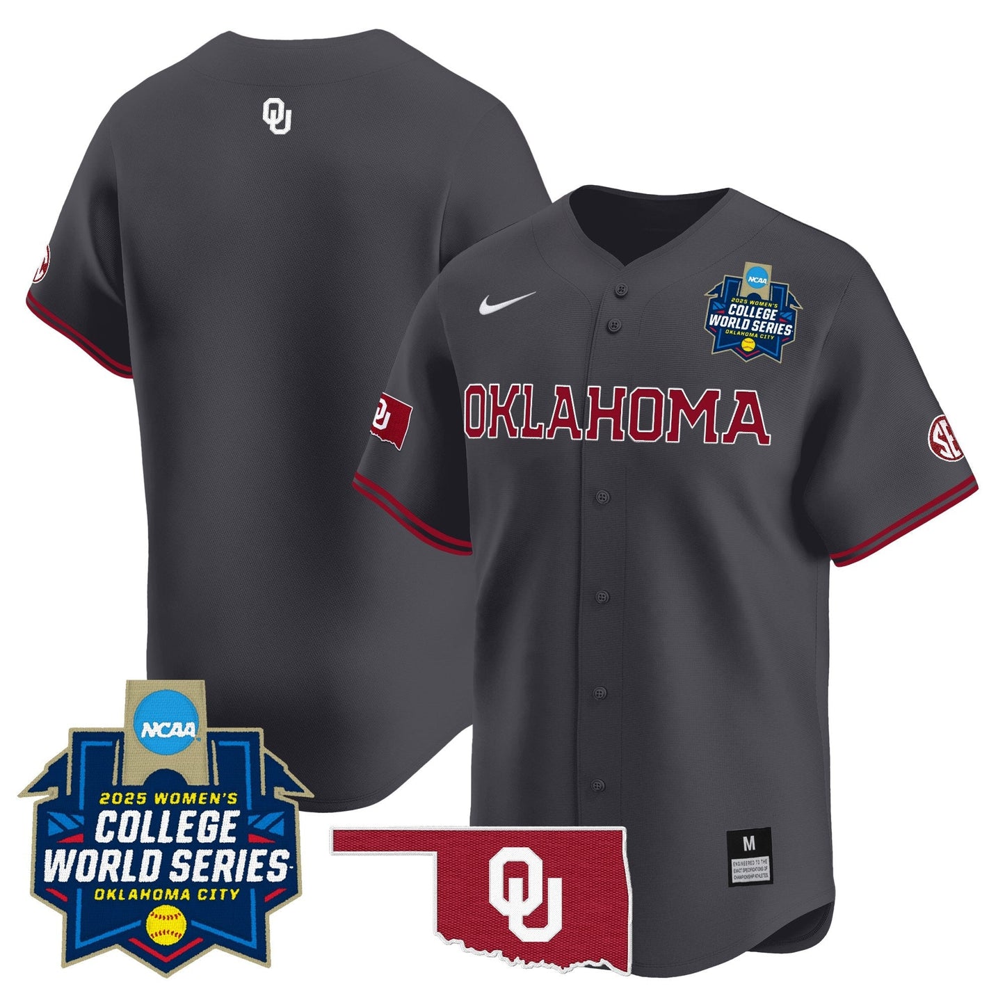 Men's size - Oklahoma Sooners Softball 2025 World Series (WCWS) Vapor Premier Limited Jersey - All Stitched