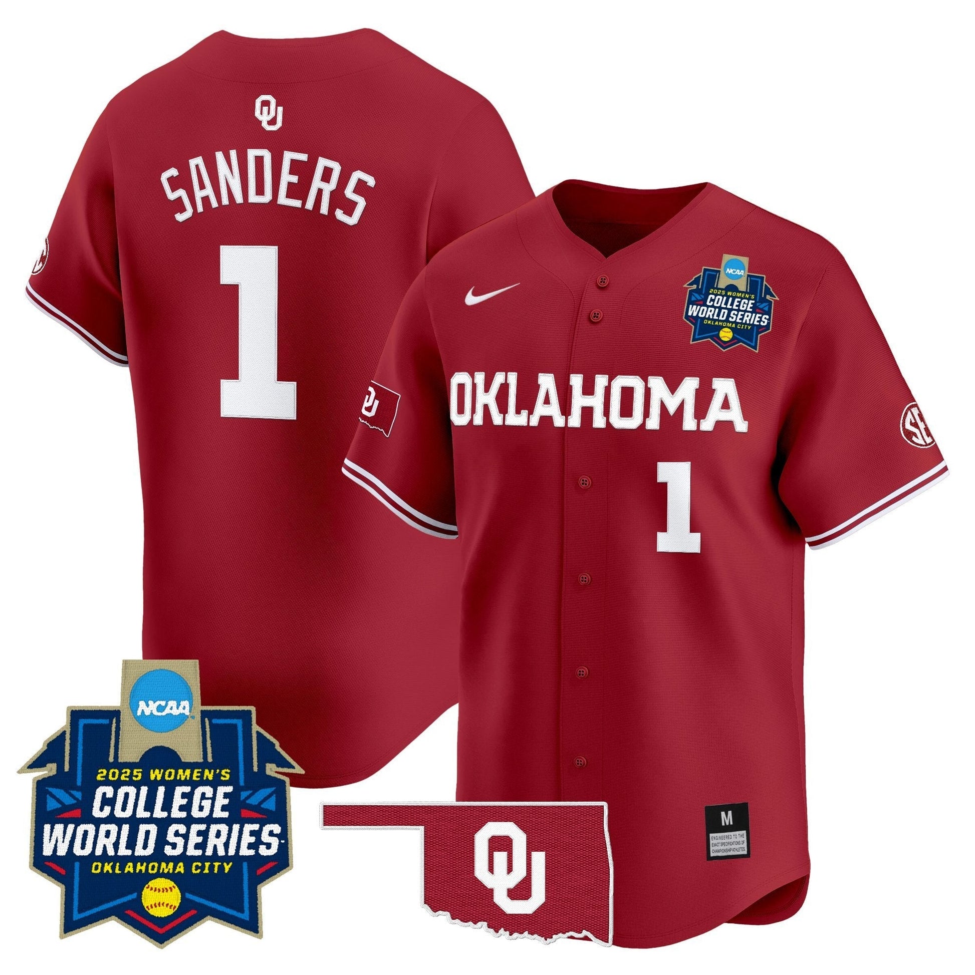 Men's size - Oklahoma Sooners Softball 2025 World Series (WCWS) Vapor Premier Limited Jersey - All Stitched