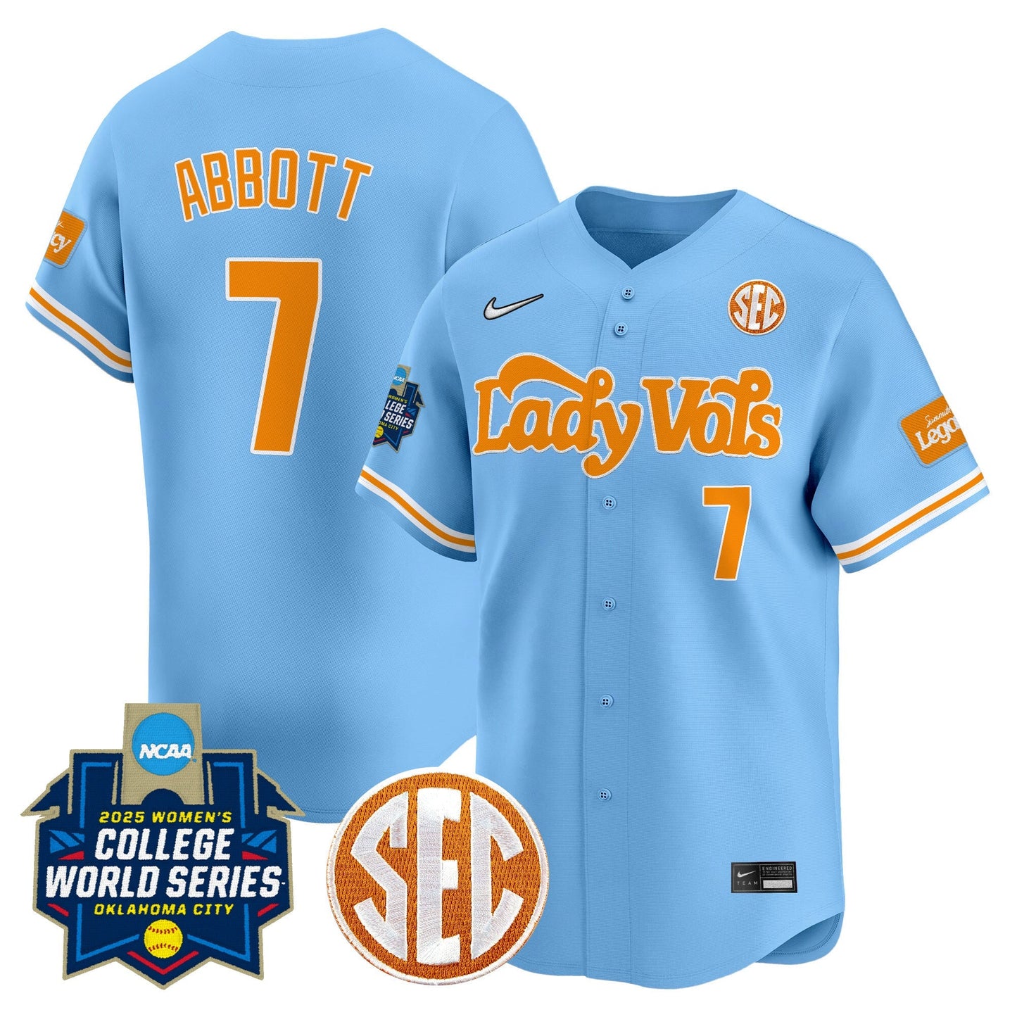 Men's Size - Tennessee Volunteers Softball 2025 World Series (WCWS) Vapor Premier Limited Jersey - All Stitched