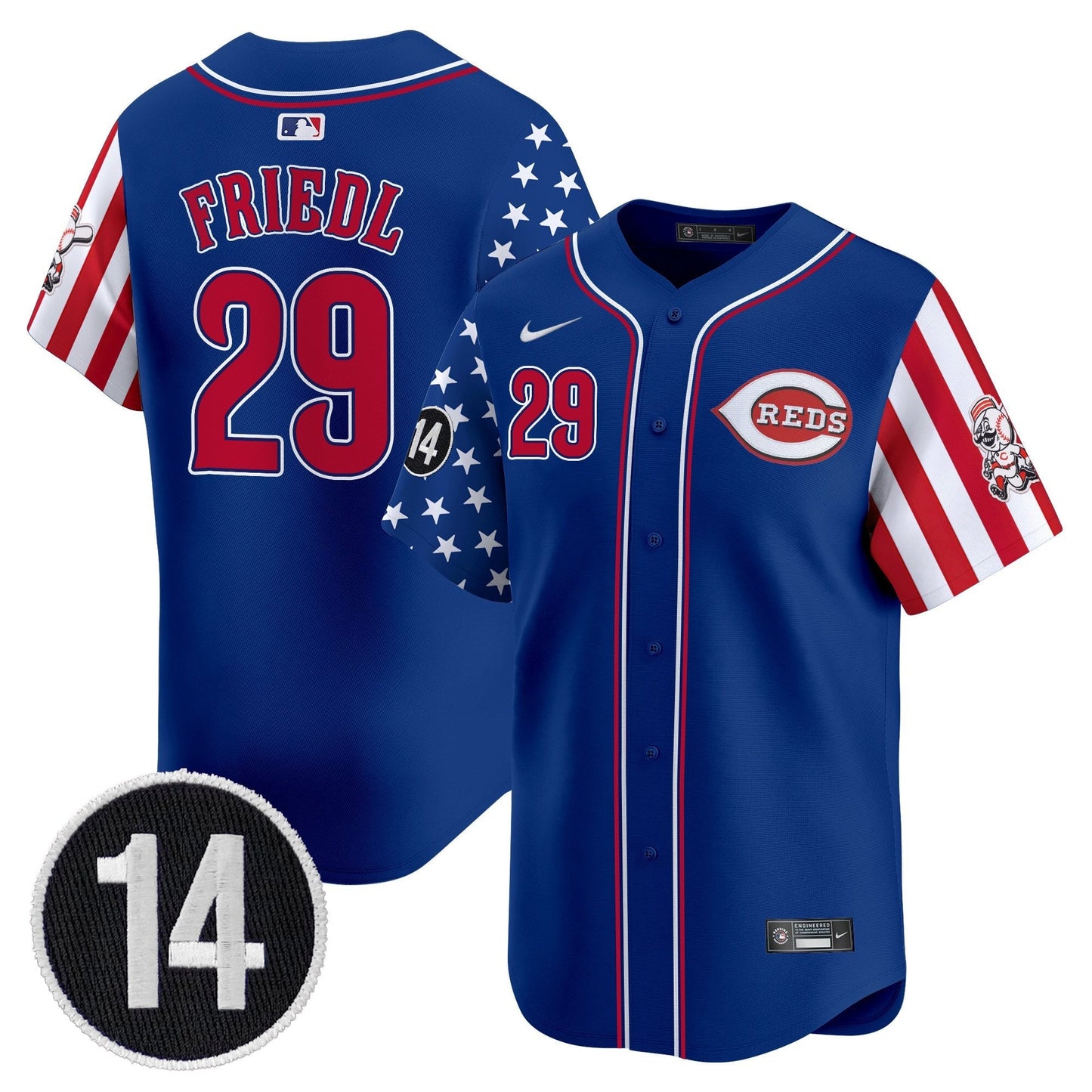 Men's Cincinnati Reds 2025 Independence Day Vapor Premier Limited Jersey - Pete Rose Patch - All Stitched