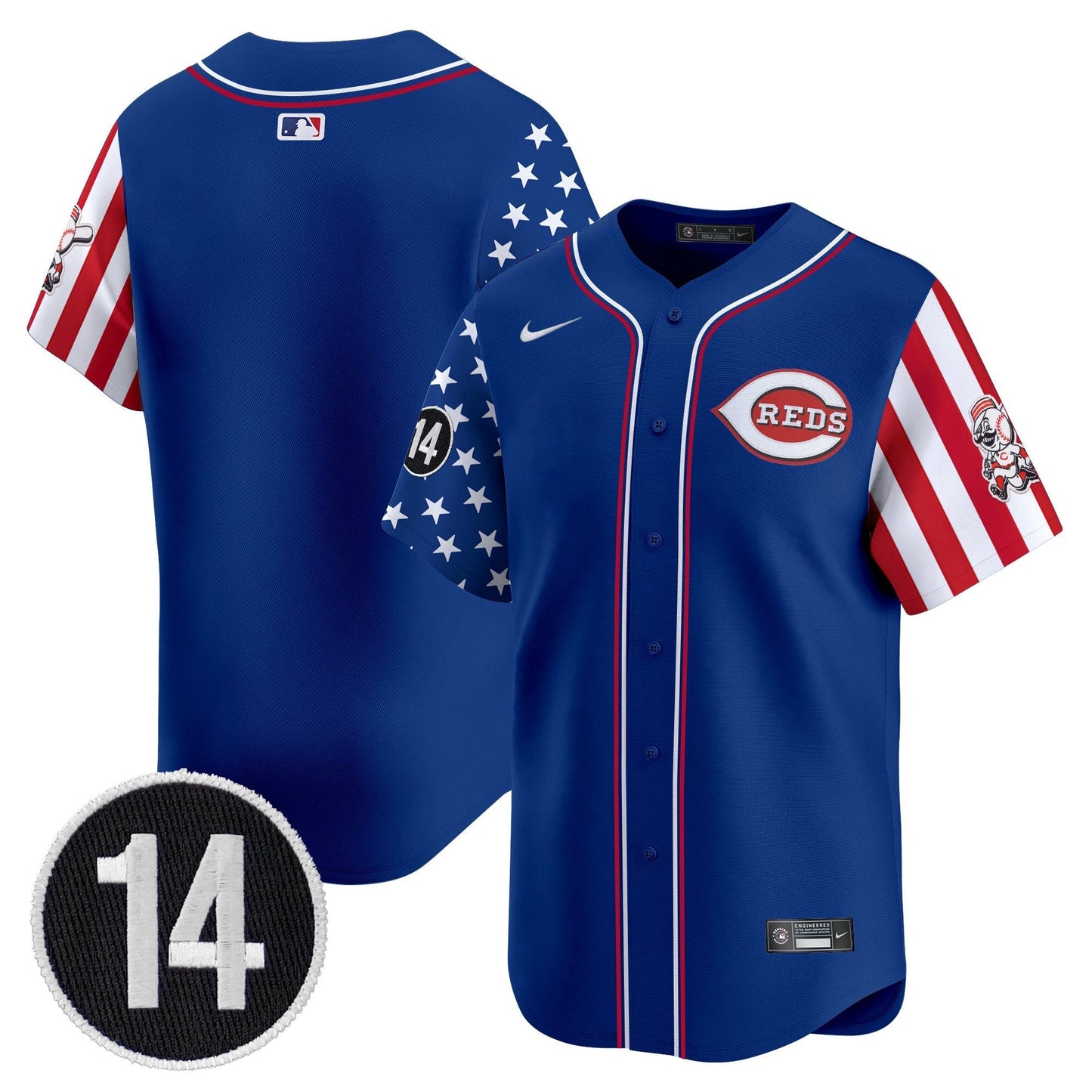 Men's Cincinnati Reds 2025 Independence Day Vapor Premier Limited Jersey - Pete Rose Patch - All Stitched