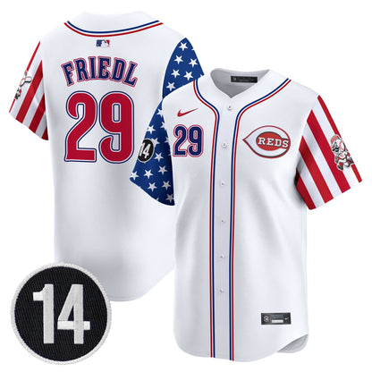 Men's Cincinnati Reds 2025 Independence Day Vapor Premier Limited Jersey - Pete Rose Patch - All Stitched
