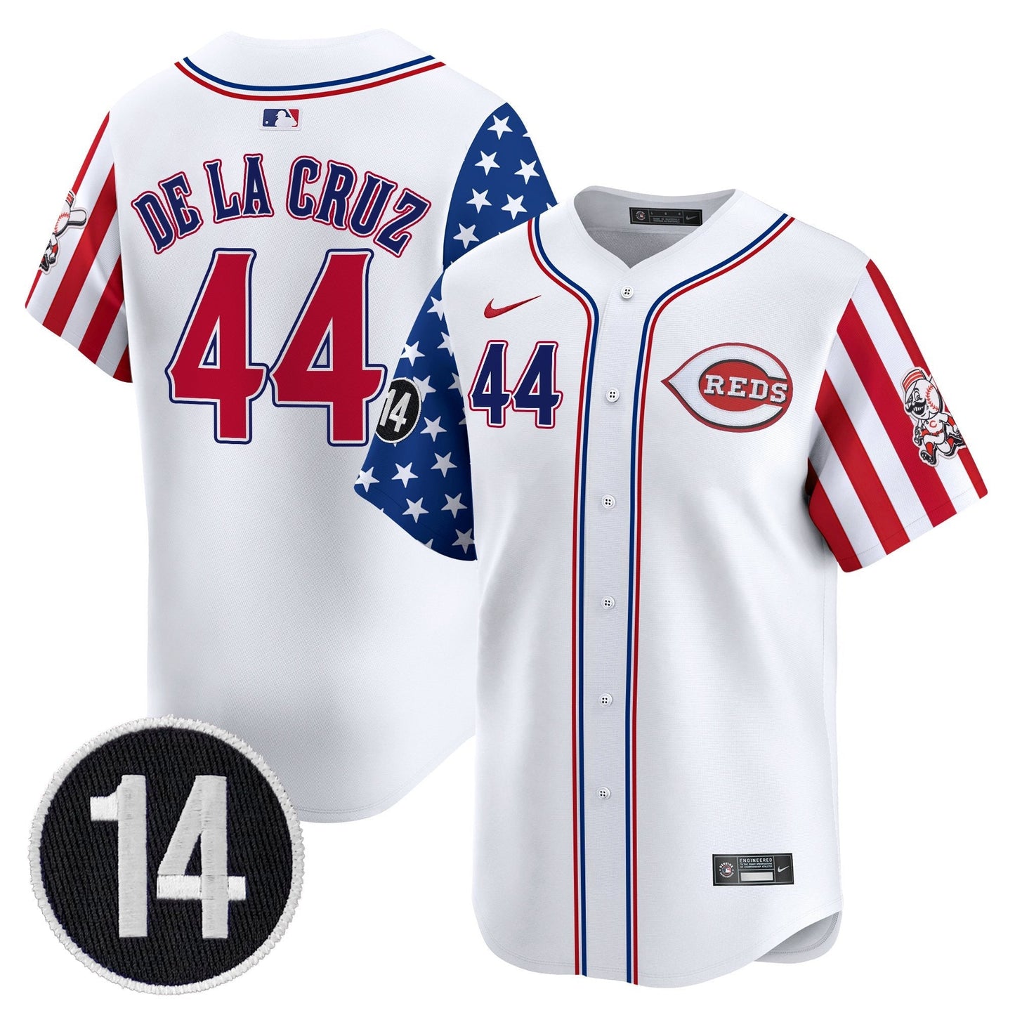 Men's Cincinnati Reds 2025 Independence Day Vapor Premier Limited Jersey - Pete Rose Patch - All Stitched