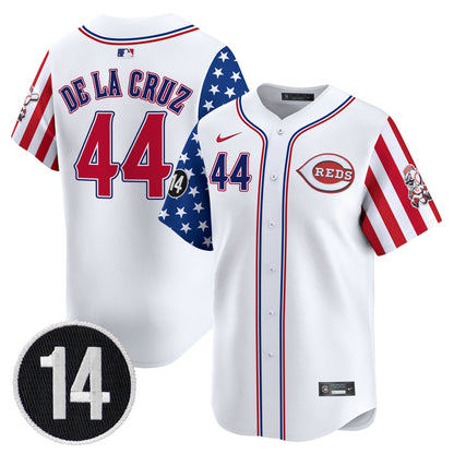 Men's Cincinnati Reds 2025 Independence Day Vapor Premier Limited Jersey - Pete Rose Patch - All Stitched