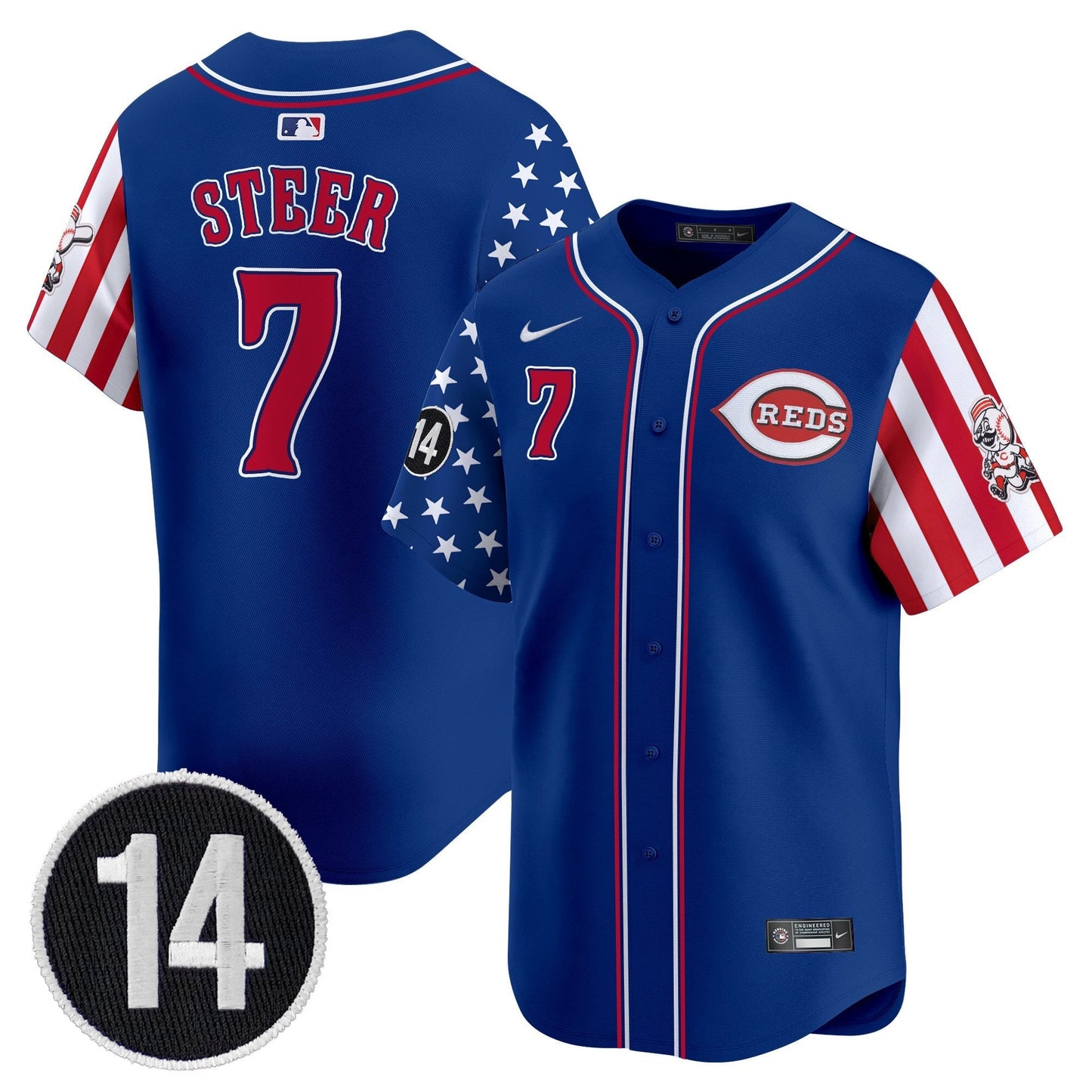 Men's Cincinnati Reds 2025 Independence Day Vapor Premier Limited Jersey - Pete Rose Patch - All Stitched