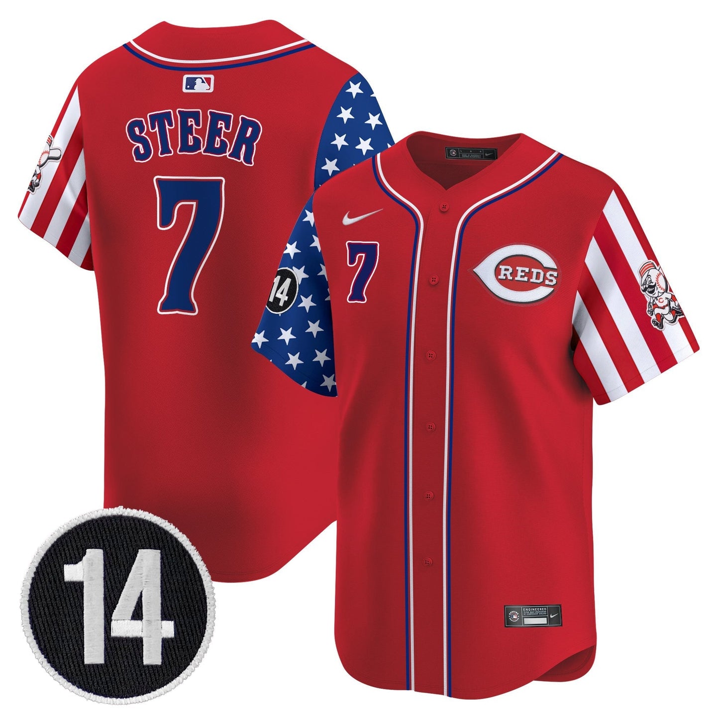 Men's Cincinnati Reds 2025 Independence Day Vapor Premier Limited Jersey - Pete Rose Patch - All Stitched