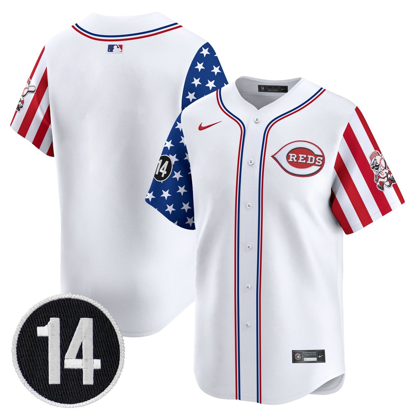 Men's Cincinnati Reds 2025 Independence Day Vapor Premier Limited Jersey - Pete Rose Patch - All Stitched