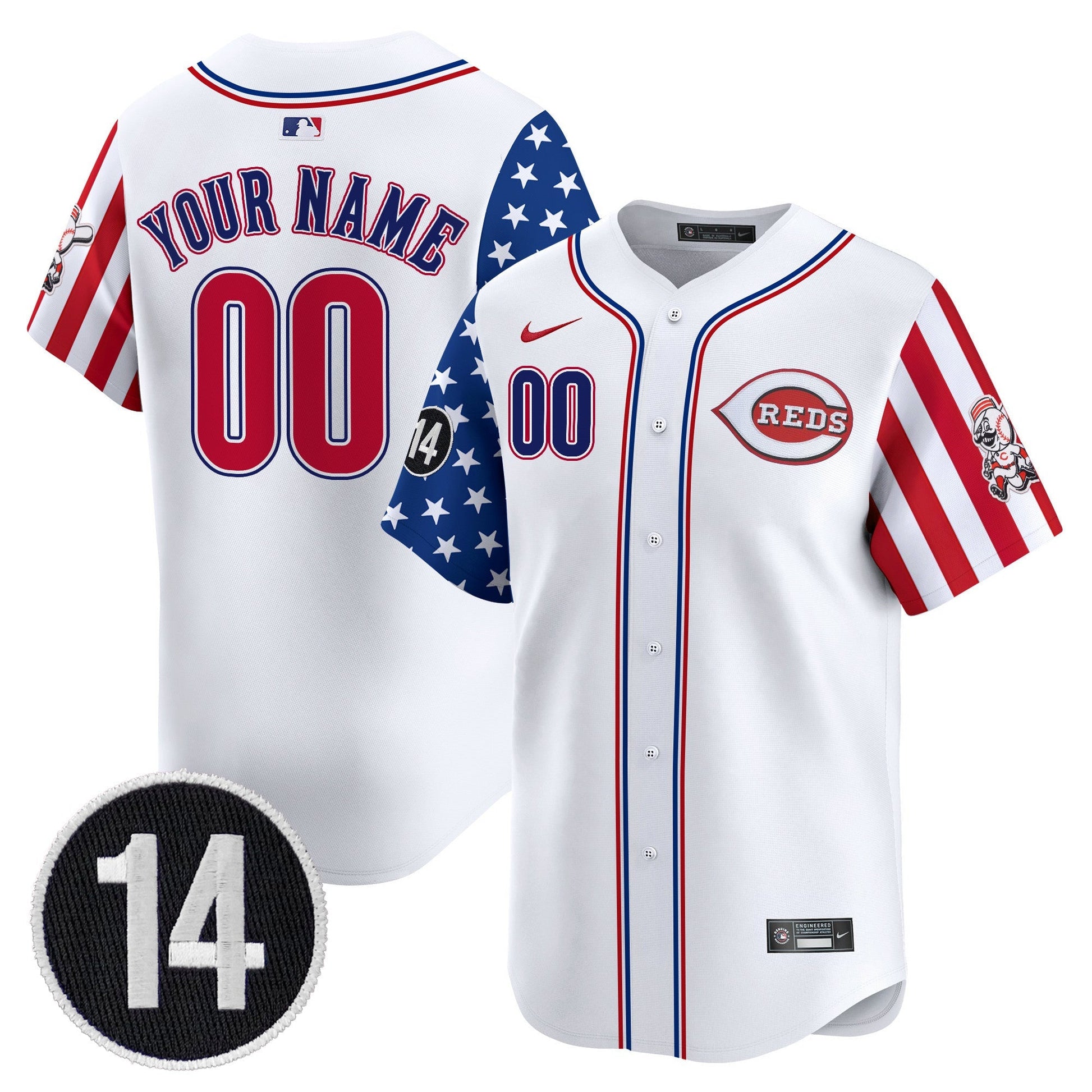 Cincinnati Reds 2025 Independence Day Vapor Premier Limited Custom Jersey - Pete Rose Patch - All Stitched