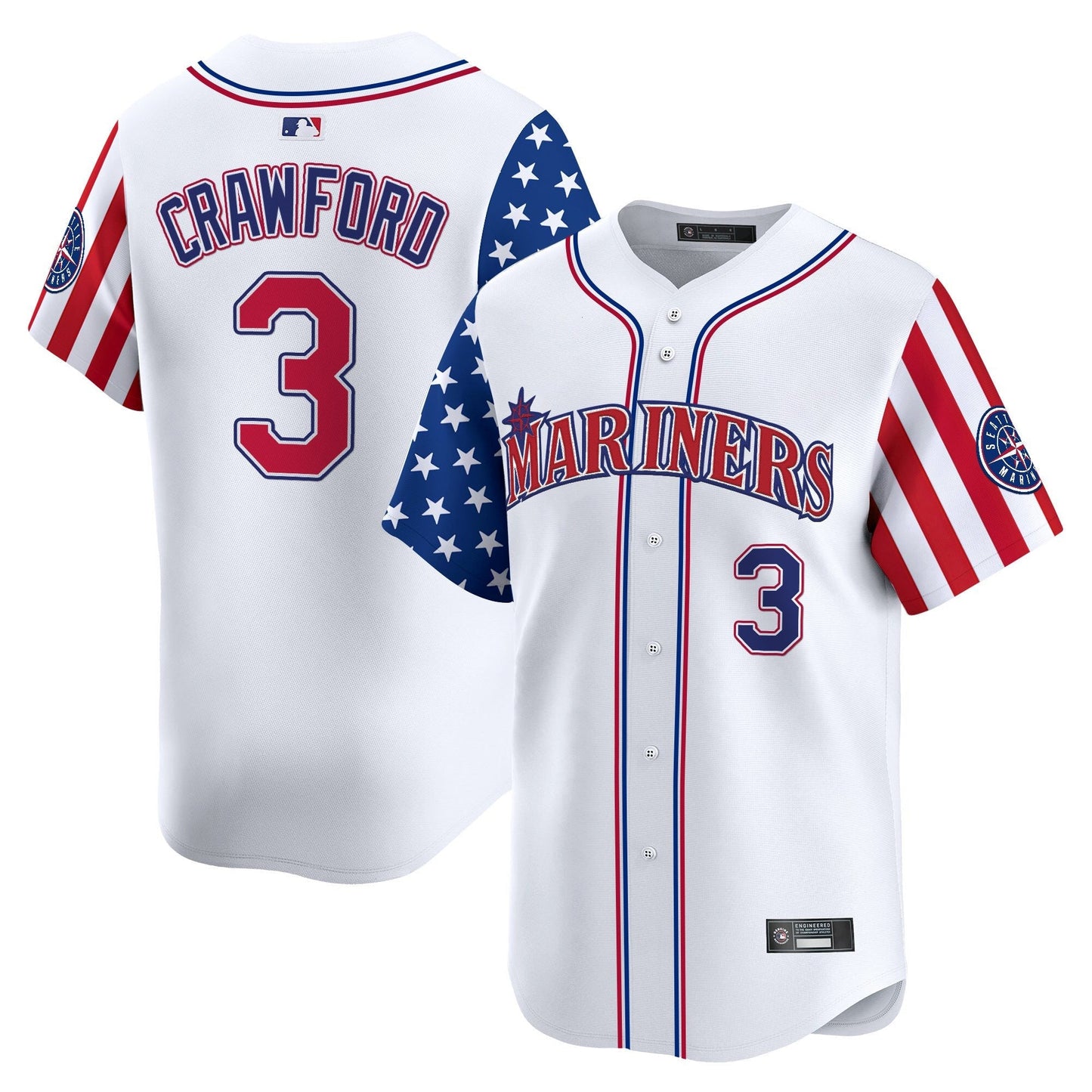 Men's Seattle Mariners 2025 Independence Day Vapor Premier Limited Jersey - All Stitched
