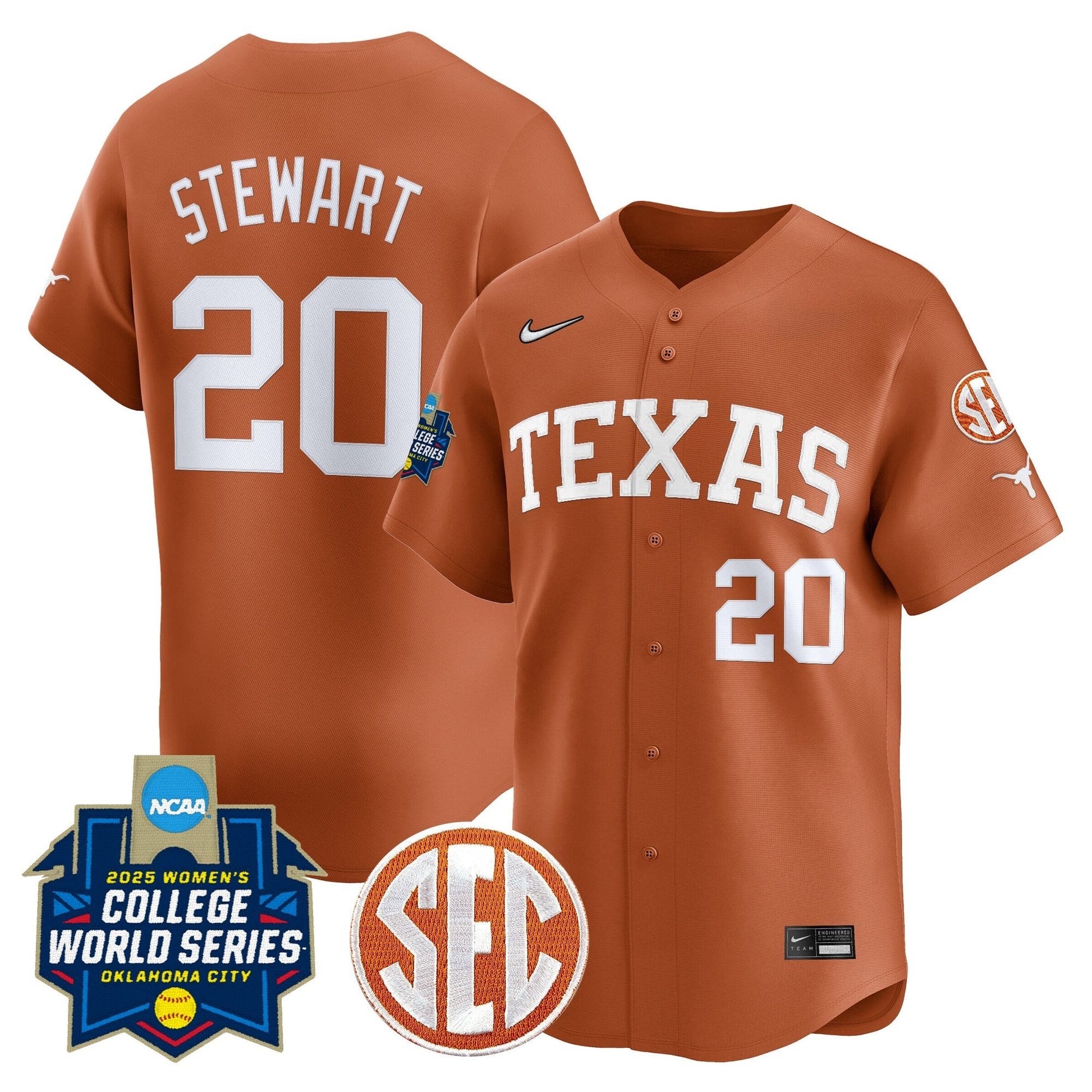 Men's size - Texas Longhorns Softball 2025 World Series (WCWS) Vapor Premier Limited Jersey - All Stitched