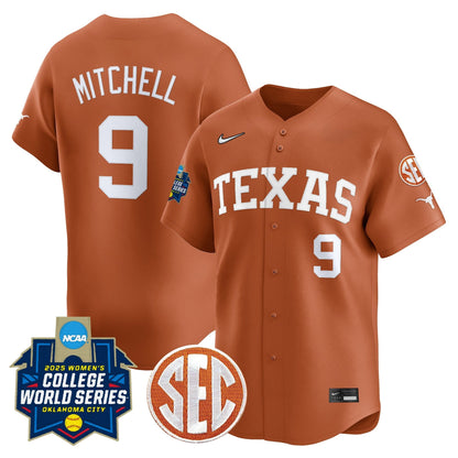 Men's size - Texas Longhorns Softball 2025 World Series (WCWS) Vapor Premier Limited Jersey - All Stitched