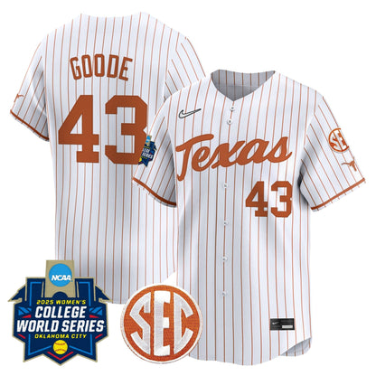Men's size - Texas Longhorns Softball 2025 World Series (WCWS) Vapor Premier Limited Jersey - All Stitched
