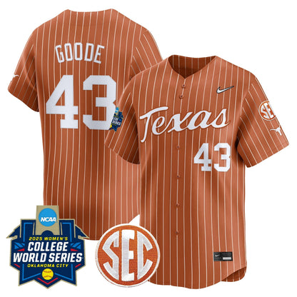 Men's size - Texas Longhorns Softball 2025 World Series (WCWS) Vapor Premier Limited Jersey - All Stitched