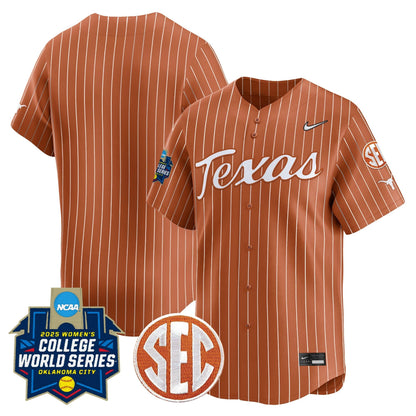 Men's size - Texas Longhorns Softball 2025 World Series (WCWS) Vapor Premier Limited Jersey - All Stitched