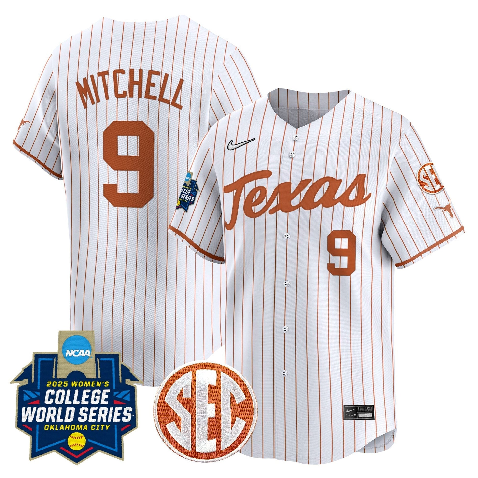 Men's size - Texas Longhorns Softball 2025 World Series (WCWS) Vapor Premier Limited Jersey - All Stitched