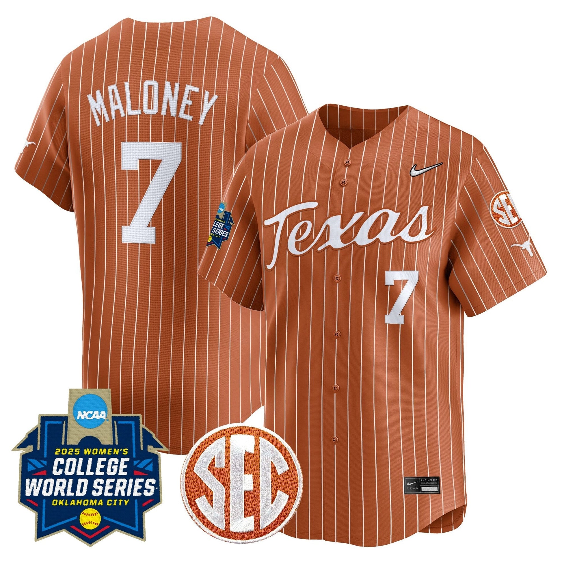 Men's size - Texas Longhorns Softball 2025 World Series (WCWS) Vapor Premier Limited Jersey - All Stitched