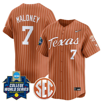 Men's size - Texas Longhorns Softball 2025 World Series (WCWS) Vapor Premier Limited Jersey - All Stitched
