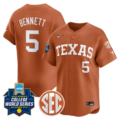 Men's size - Texas Longhorns Softball 2025 World Series (WCWS) Vapor Premier Limited Jersey - All Stitched